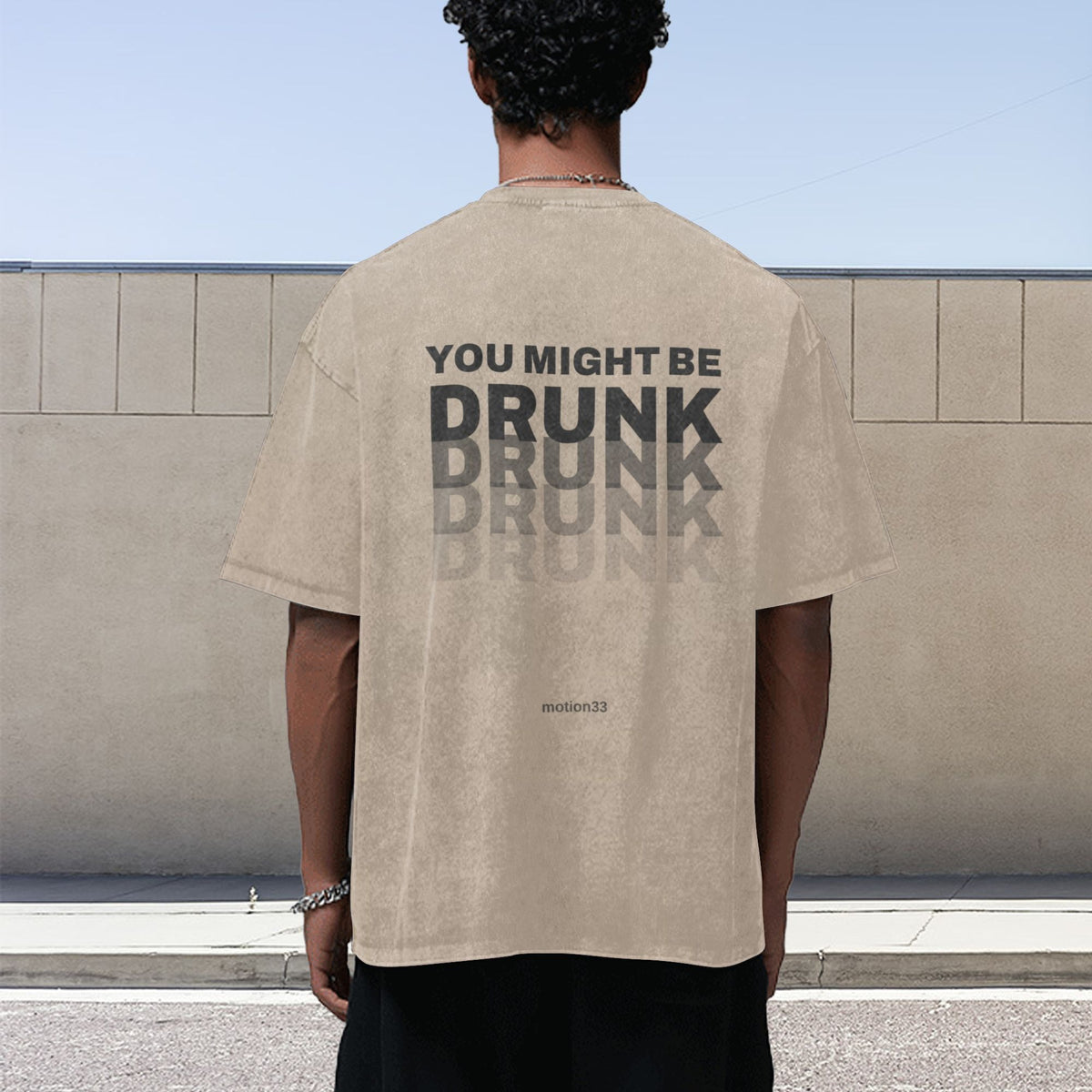 You Might Be Drunk oversized tee, apricot, back