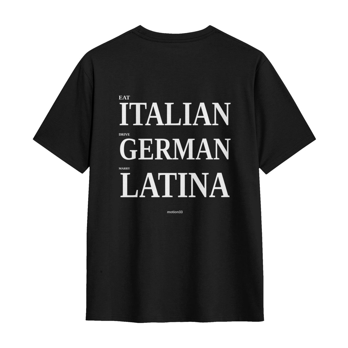 Italian German Latina tee, black, flat back