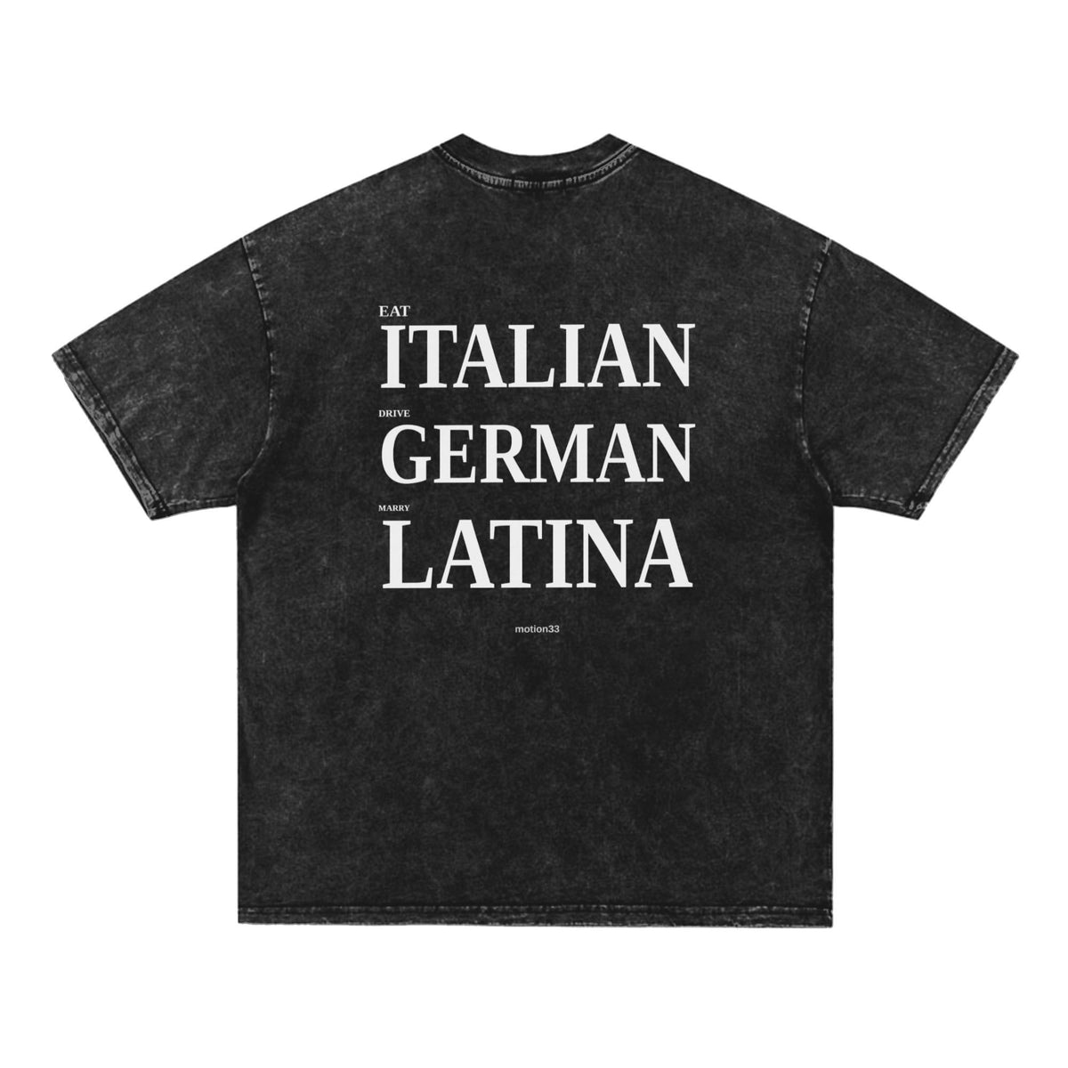 Italian German Latina oversized tee, black, flat back