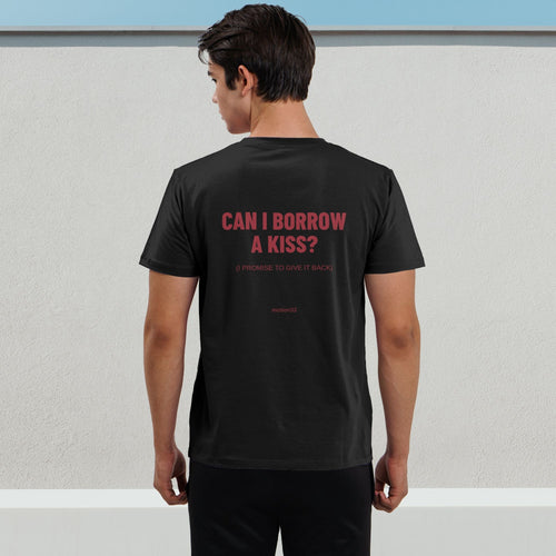 Can I Borrow a Kiss tee, black, model back