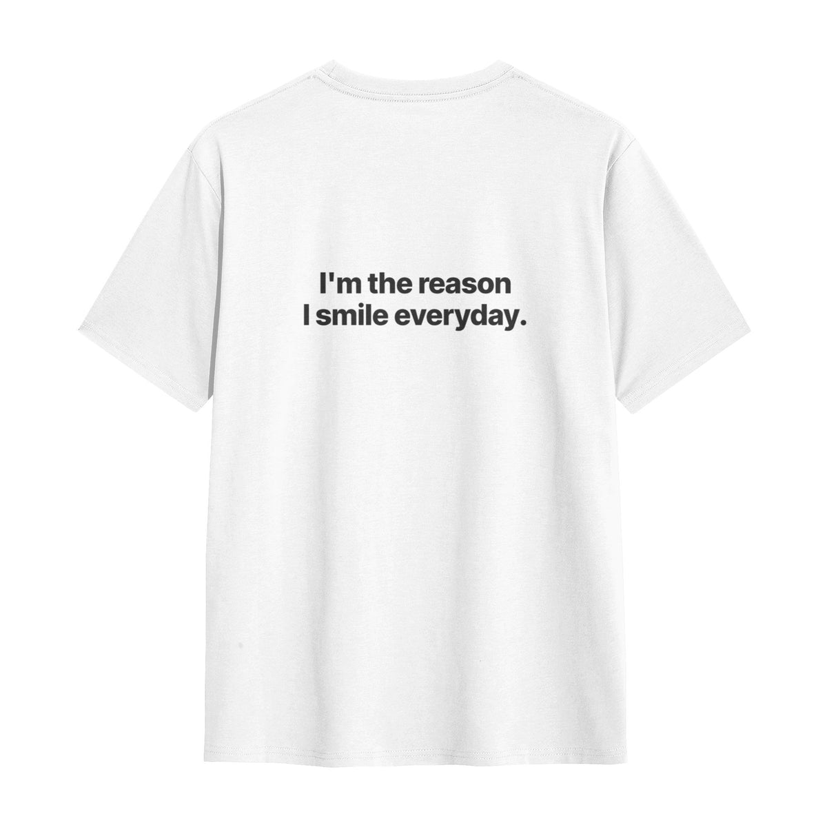 Smile classic tee in white, flat lay