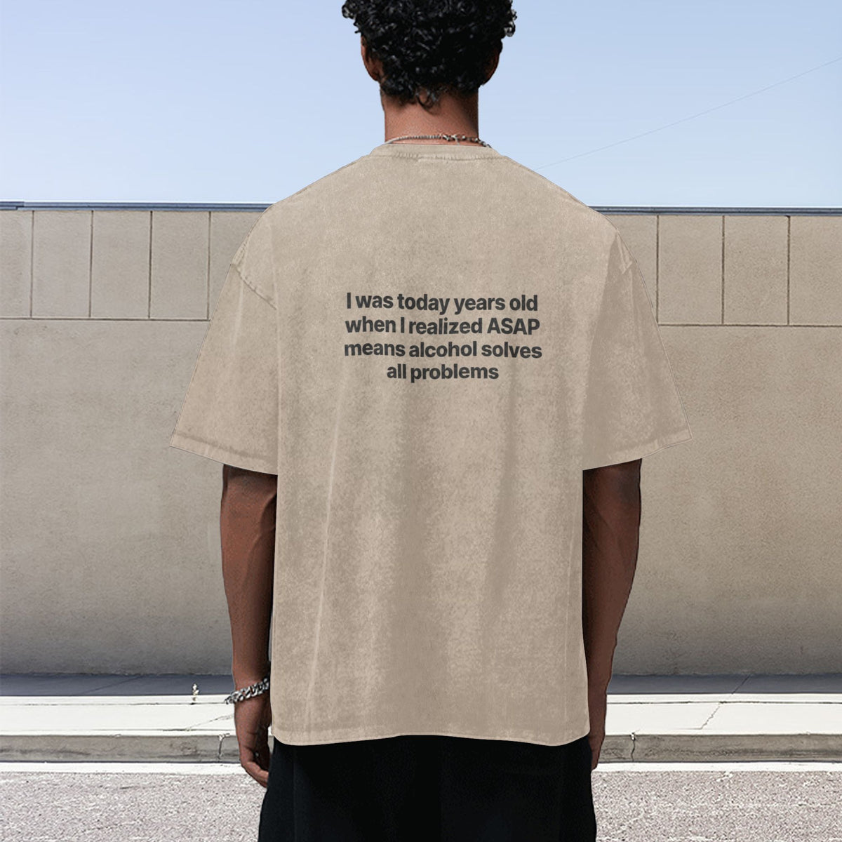 Today Years Old oversized tee apricot model back