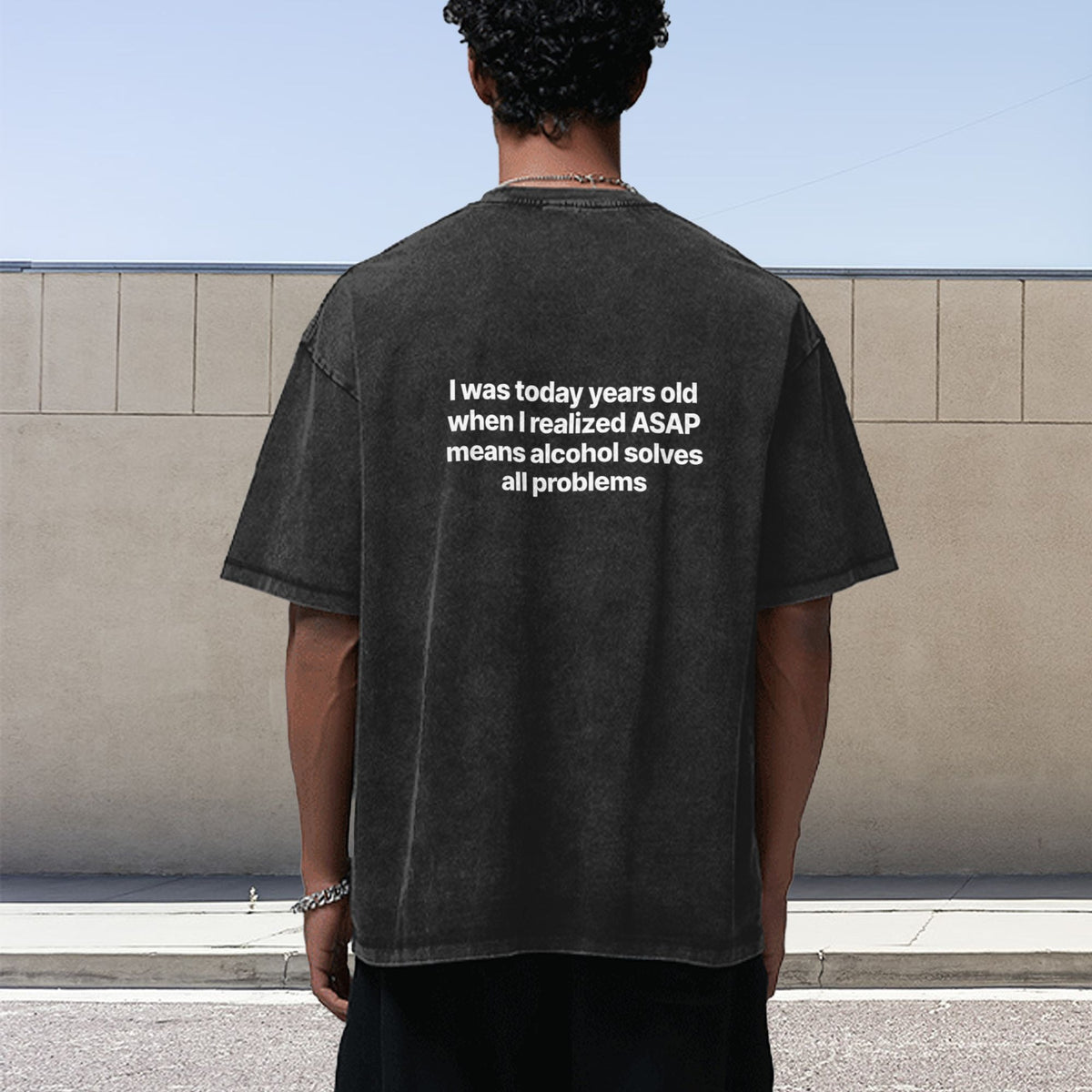 Today Years Old oversized tee black model back