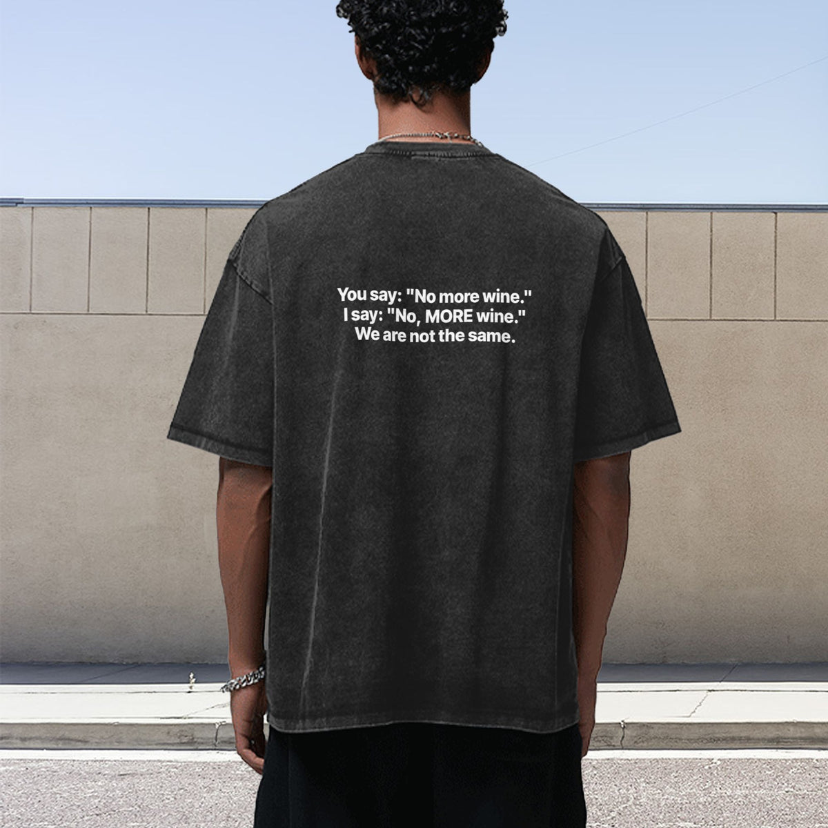 Wine oversized tee black model back